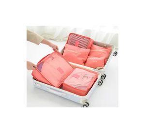 Set de 6 organizadores de equipaje de viaje, bolsa para ropa interior, color naranja