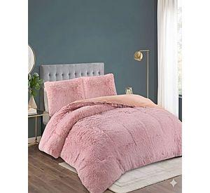 SET COBERTOR DE INVIERNO PELUDO 2 PLAZAS 230X250CM ROSA 2