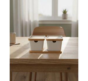 Set 2 Contenedores Diseño Minimalista Almacenamiento Jhn