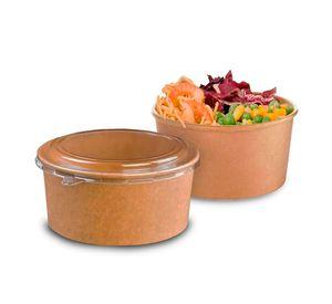 Bowl Envase Recipiente Kraft Con Tapa Pet 1000ml 30u