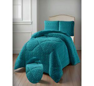 COBERTOR TEXTURIZADA DE INVIERNO DISEÑO 01 2 PLAZAS TURQUESA
