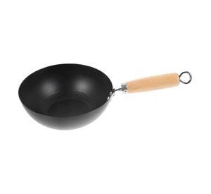 Sarten Wok Antiadherente 22cm Negro Con Mango De Madera