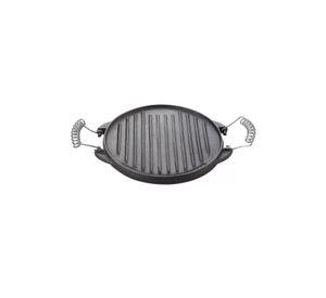 Plancha churrasquera reversible de 25 cm, hierro fundido