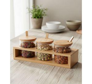 Juego Recipiente Tapa Contenedor Soporte Organizador Jhn