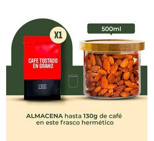 Pack 2 Frasco Contenedor Tarro Hermético Vidrio Bambú 500ml