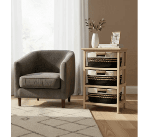 Cajonera Organizadora Madera Natural Con Cajones Yutes