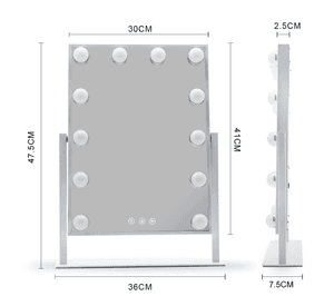 Espejo Maquillaje De Mesa 12 Focos Led Touch Rotacion 360