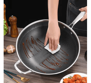 Wok Acero Inoxidable 34cm Antiadherente Panal Doble Asa Gas/Inducción
