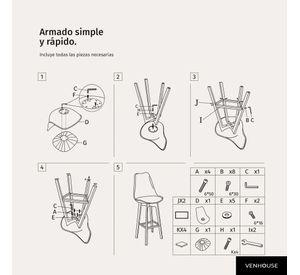 Taburete Piso Bar Acolchado Altura 65cm Eames Tulip Negro
