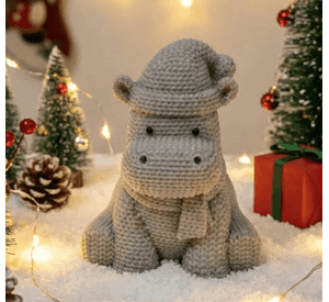 Adornos navidad - Hipopótamo estilo tejido