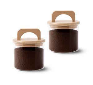Pack 2 Contenedores Herméticos Vidrio Tapa Asa Bambú 650ml