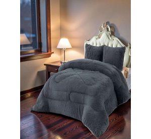 COBERTOR PELUDOS PREMIUM 2 PLAZAS 230CM X 250CM COLOR GRIS OSCURO
