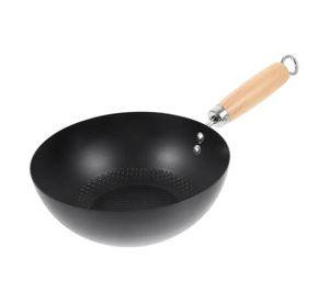 Sarten Wok Antiadherente 24cm Negro Con Mango De Madera