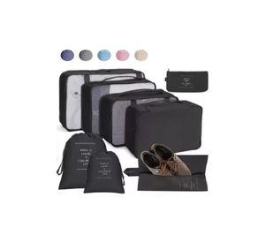 Bolsas de viaje 8 en 1, organizadoras de viaje para maleta, color negro