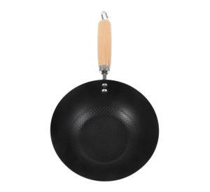 Sarten Wok Antiadherente 22cm Negro Con Mango De Madera