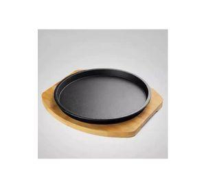 Plato de hierro fundido de 23 cm con base de madera