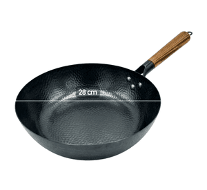 Wok De Cocina Tradicional Acero Martillado Mango De Madera
