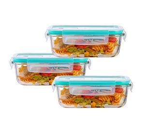 Set 3 Taper Contenedores Herméticos Vidrio Alimento 370 Ml