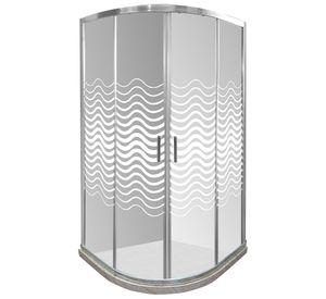 Shower Door Líneas Curvas con Base Curva Travertino Joytek 90x90x185 cm