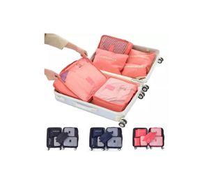Set de 6 organizadores de equipaje de viaje, bolsa para ropa interior, color rosado