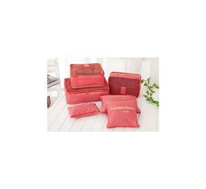 Set de 6 organizadores de equipaje de viaje, bolsa para ropa interior, color rosado