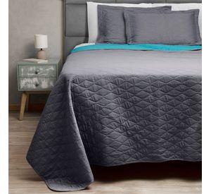 Quilt Bicolor Masel 1,5 plazas Gris-Turquesa