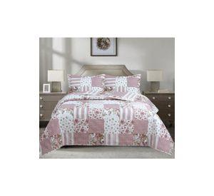 Quilt Andes Estampado Patchwork Rosado 1,5 Plazas