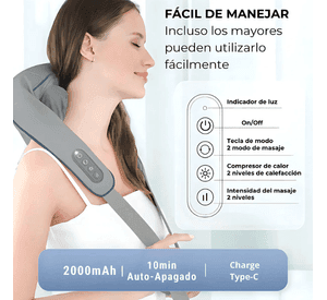 Masajeador Multifuncional 4d De Cuello Cervical Infrarrojo