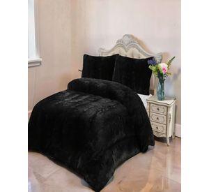 COBERTOR PELUDOS INVIERNO PLAZA Y MEDIA 180CM X 200CM COLOR NEGRO 2