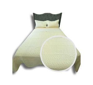 QUILT COLCHA DE LUJO VERANO DELGADO 2 PLAZAS CREMA