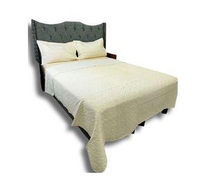 QUILT COLCHA DE LUJO VERANO DELGADO 2 PLAZAS CREMA