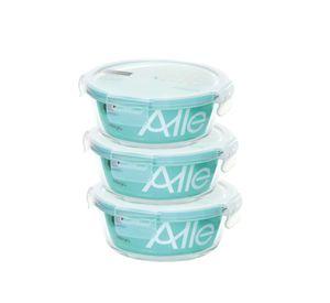 Set 3 Taper De Vidrio Contenedor Hermetico Redondo 720ml