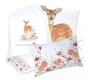 JUEGO DE CAMA FUNDA DE PLUMÓN + SABANA BAJERA +2 FUNDAS ALMOHADA BAMBI FLORES 1 PLAZA