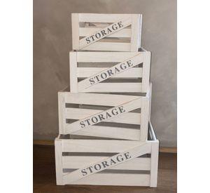 Set 4 Canastos Rusticos De Madera Organizadores Decorativos
