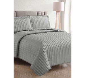 QUILT ANDES POM POM GRIS 1.5 PLAZAS