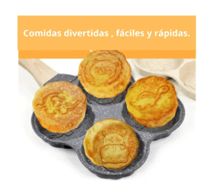 Sartén 4 Divisiones Huevos Hamburguesas Hot Cake Con Diseños