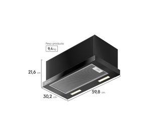 Campana Cocina extractora retráctil 60cm Luz Led DE6RI Negra