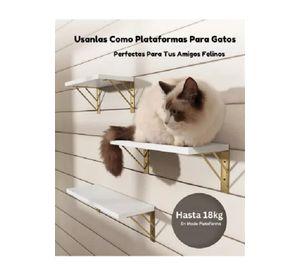 Repisas Flotantes de Madera Multipropósito Kit 3 Blanco con Dorado