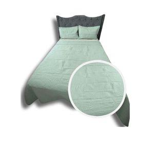 QUILT COLCHA DE LUJO VERANO PLAZA Y MEDIA VERDE MENTA