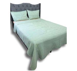 QUILT COLCHA DE LUJO VERANO PLAZA Y MEDIA VERDE MENTA