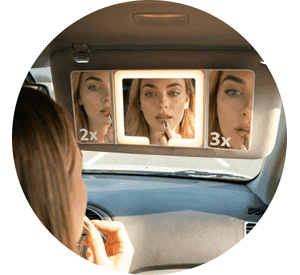 Espejo Maquillaje Aumento 3x 2x Luz Led Para Auto 3 En 1