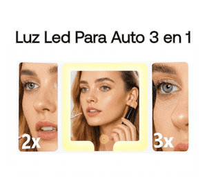 Espejo Maquillaje Aumento 3x 2x Luz Led Para Auto 3 En 1