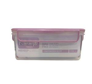 HERMETICO PP 2300 ML RECTANGULAR ROSADO