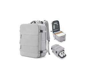 Mochila de viaje de cabina para avión, impermeable con USB, color gris