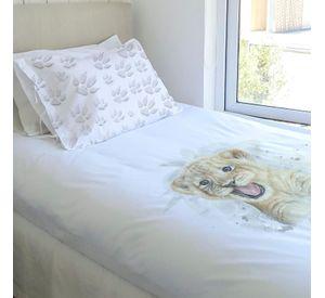 JUEGO DE CAMA FUNDA DE PLUMÓN + SABANA BAJERA +2 FUNDAS ALMOHADA LEÓN VALIENTE 1 PLAZA