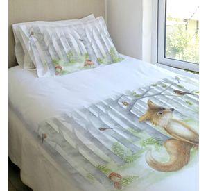 JUEGO DE CAMA FUNDA DE PLUMÓN + SABANA BAJERA +2 FUNDAS ALMOHADA ZORRITO 1 PLAZA
