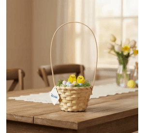 Cesta de Pascua Tejida de Mimbre 18x10 cm