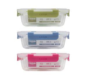 HERMETICO RECTANGULAR 640ML GLASS KEEP VERDE