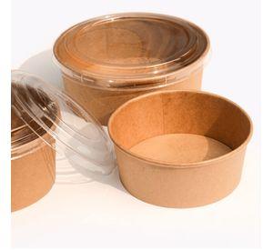 Envase Bowl Kraft Con Tapa Pet 1300ml (25 Unidades)