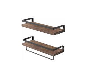 Repisas Flotantes de Madera Modernas Kit 2 Marrón Oscuro